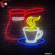 تابلو نئون طرح فنجان قهوه و قهوه ساز شماره 1