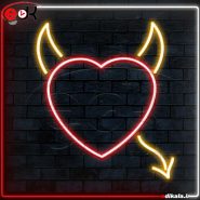 تابلو نئون طرح قلب شیطانی شماره 1 در ابعاد مختلف