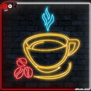 تابلو نئون طرح فنجان قهوه شماره 2 در ابعاد مختلف