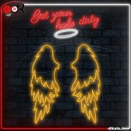 Neon painting of angel wing design number 4 in different dimensions