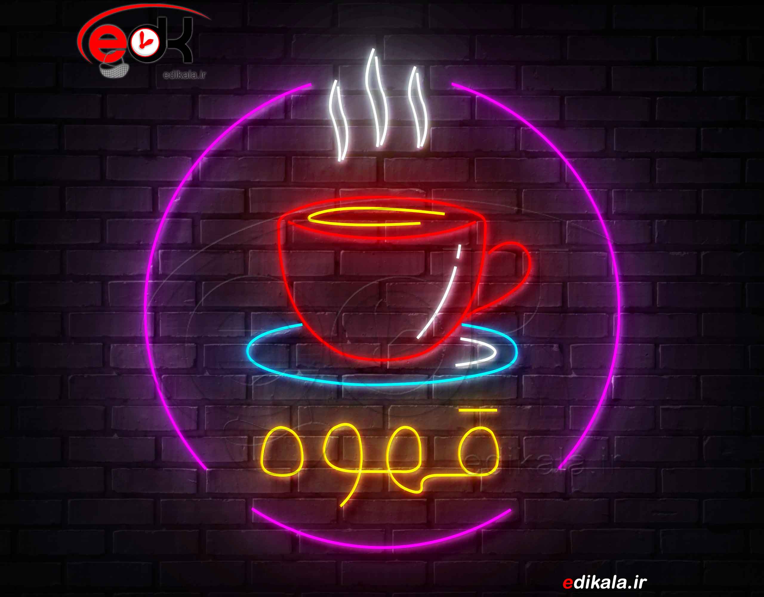 تابلو نئون طرح فنجان قهوه شماره 48